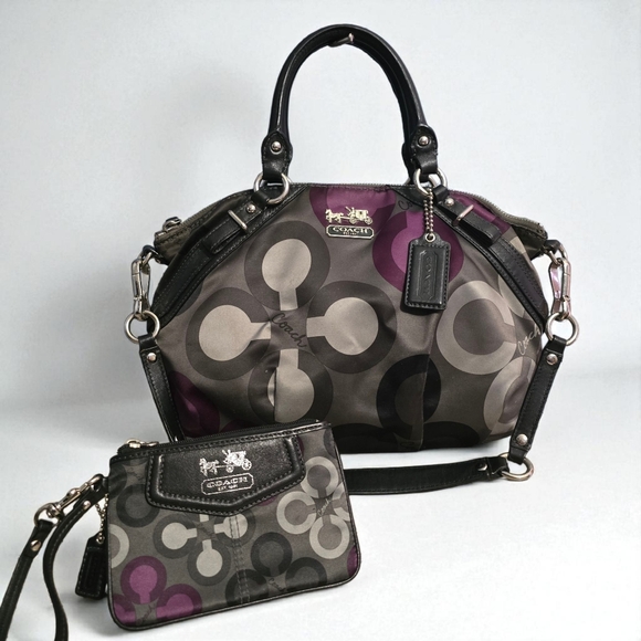 Coach Madison Sophia Clover Sateen Handbag  Shoulder Bag and Wristlet - Picture 1 of 16